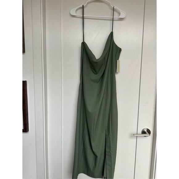 NWT Anthropologie BHLDN Miranda Crepe Midi Dress in Moss Green, Size 16 - Picture 5 of 9